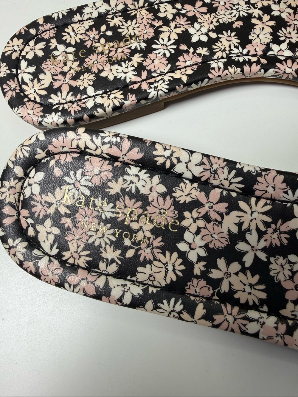 Kate Spade Meadow Floral Slide Sandals Black Pink Flat Slides Size 8B - Picture 8 of 13